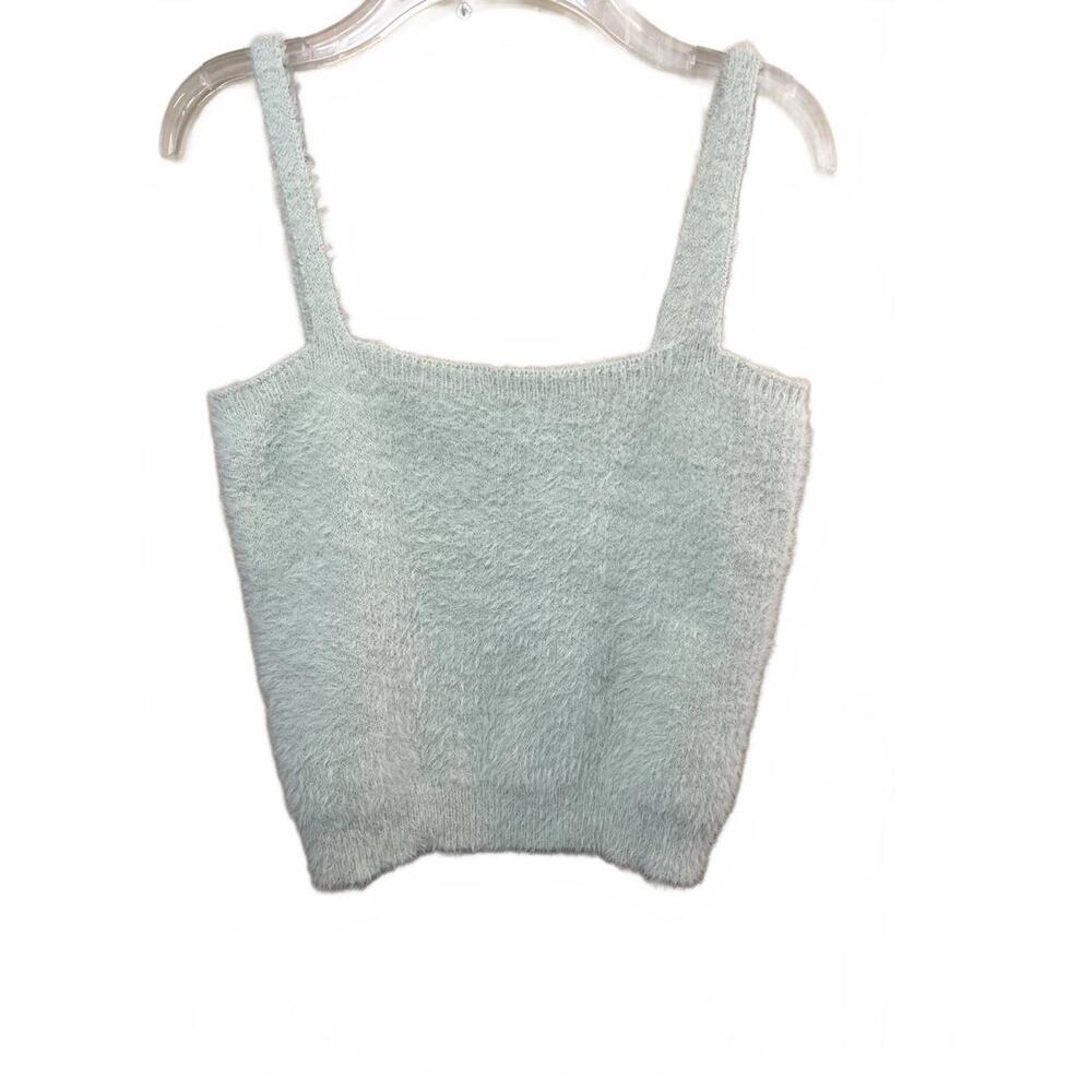 Women's Fuzzy Knit Tank Top - Light Mint